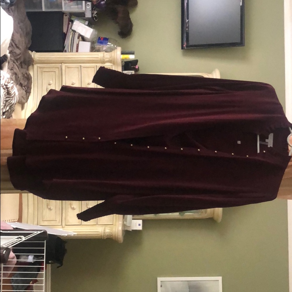 Maroon long sleeve button down dress